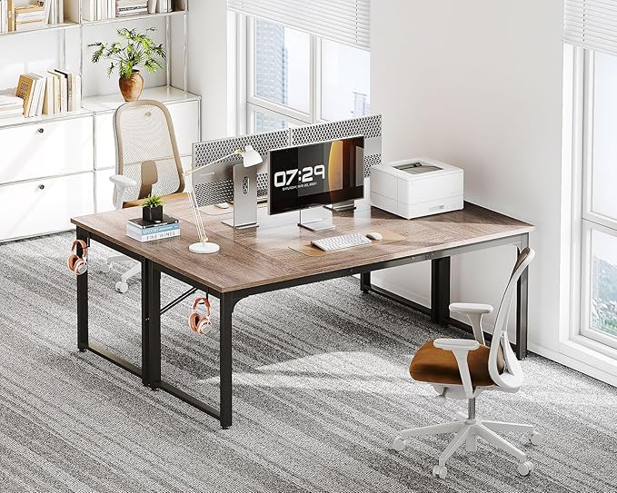 Coleshome 63 Inch Computer Desk, Modern Simple Style Desk for Home Office, Study Student Writing Desk,Grey Oak