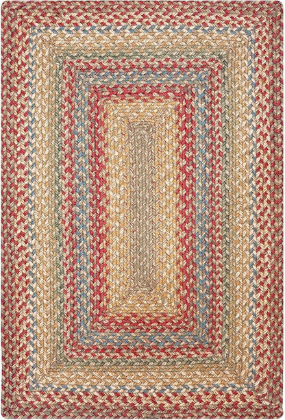 Homespice Azalea Multicolor Braided Area Rugs, Jute, 5x8' Rectangle - Perfect Country Primitive Decor for Dining Room, Bedroom, Everywhere