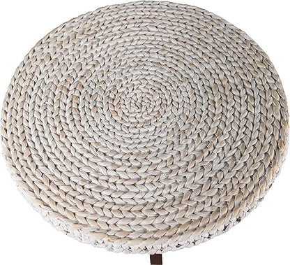 Round Coffee Table,RANDEFURN Seagrass Coffee Tables,Pine Wood X Base Frame Cocktail Table, Easy Assembled, Multiple Sizes for Living Room, Solid Wood Table,32 x 17 Inches,Whitewash