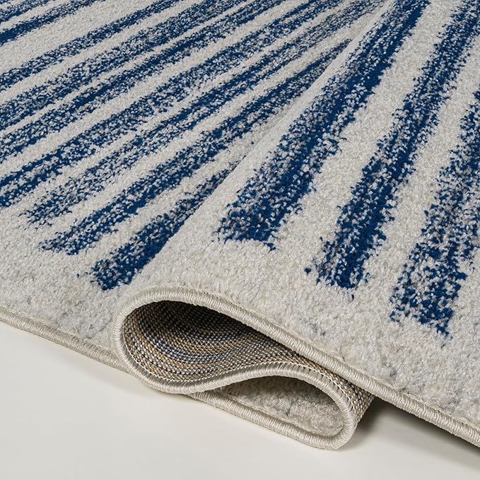JONATHAN Y Khalil Modern Berber Stripe Cream/Navy Indoor Area Rug, 3x5, Contemporary, Bohemian, Easy-Cleaning for Living Room, Bedroom, Kitchen, Pet Friendly, Non-Shedding (MOH207E-3)