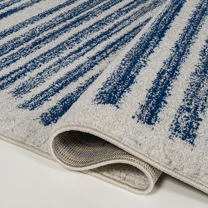 JONATHAN Y Khalil Modern Berber Stripe Cream/Navy Indoor Area Rug, 3x5, Contemporary, Bohemian, Easy-Cleaning for Living Room, Bedroom, Kitchen, Pet Friendly, Non-Shedding (MOH207E-3)