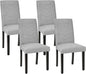 VECELO Upholstered Dining Chairs Set of 4, Fabric Wood Legs High Back for Kitchen Living Room, Light Gray