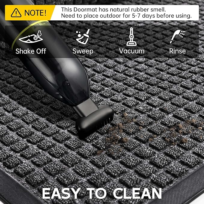 Sturdy Front Door Mat Outside Entrance, 6' x 3' All-Season All-Weather Doormat Waterproof, Stain and Fade Resistant, Natural Rubber Indoor Outdoor Welcome Door Mat Trap Dirt