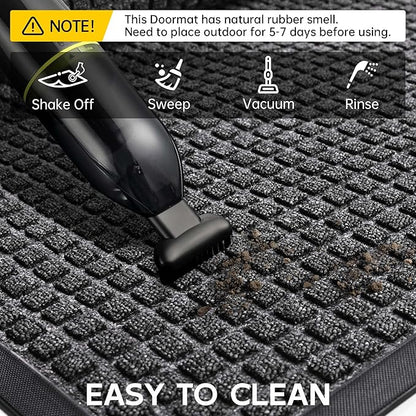 Sturdy Front Door Mat Outside Entrance, 6' x 3' All-Season All-Weather Doormat Waterproof, Stain and Fade Resistant, Natural Rubber Indoor Outdoor Welcome Door Mat Trap Dirt