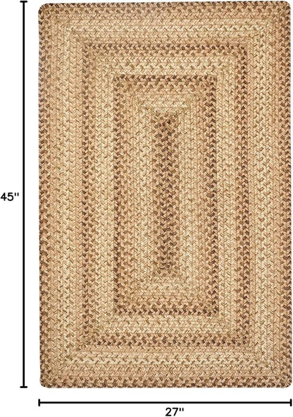 Homespice Cookie Dough Brown Braided Rugs 27x45 - Jute Braided Country Kitchen Rugs for Rustic Decor