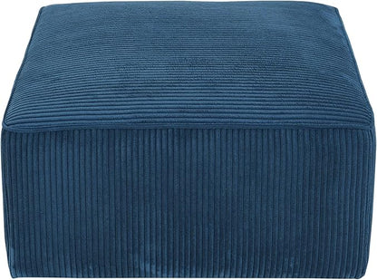 Christopher Knight Home Isa Corduroy Ottoman Footstool, Square Pouf Poufee Footrest Ottoman Large Seat, Modern Side Table for Living Room Bedroom Home Decor, Navy Blue, 30"