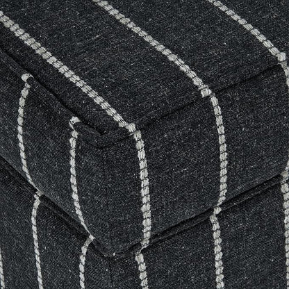 HomePop Home Decor |K7342-F2372 | Classic Square Storage Ottoman with Lift Off Lid- Black with Boucle Stripe