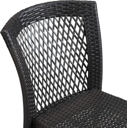 Merax Outdoor Dining Chairs Set of 2,Stackable Chairs with UV-Resistant PE Rattan and Steel Frame for Patio,Garden,Balcony,Supports 400lbs,Brown Multi