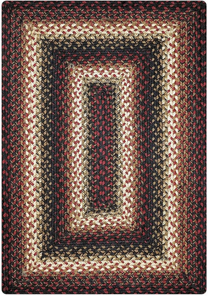 Homespice Prescott Jute Braided Kitchen Rugs 27x45 - Country Style Red and Black Kitchen Rugs for Primitive Decor
