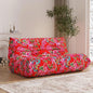 Bean Bag Chair, Loveseat Fireside Chair Bean Bag Sofa Large Bean Bag Chair for Adults, 2 Seater Bean Bag Chairs for Teens with High Density Comfortable Foam, Bean Bag for Living Room, Bedroom (Flower)