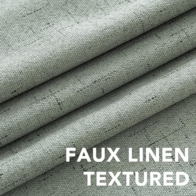 H.VERSAILTEX 100% Blackout Curtains for Bedroom Thermal Insulated Linen Textured Curtains Heat and Full Light Blocking Drapes Living Room Curtains 2 Panel Sets, Green Bay, 52x54 Inch