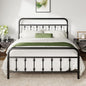 Allewie Queen Size Metal Platform Bed Frame with Victorian Style Iron-Art Headboard and Footboard, Easy Assembly, Under Bed Storage, No Box Spring Required, Black