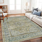 Area Rug 6'x9' Washable Vintage Traditional Floor Cover Thin Retro Kitchen Indoor Distressed Non Slip Carpet for Living Room Bedroom Dining Room