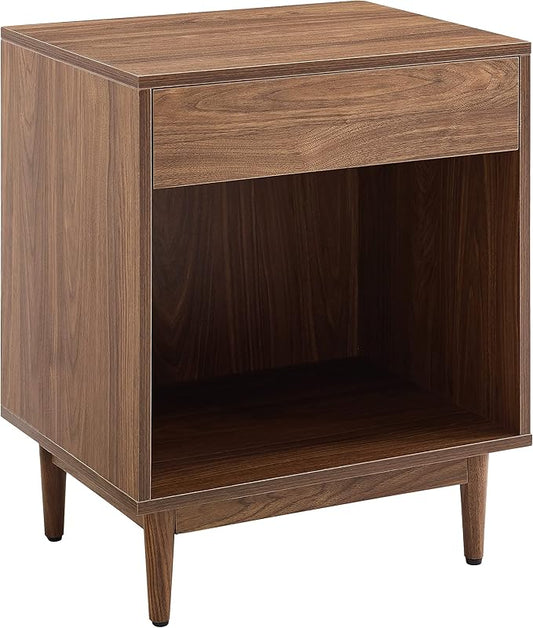 Crosley Furniture Liam End Table and Record Player Stand with Storage for Vinyl Records, Walnut