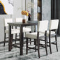 Ball & Cast 5 Piece Dining Table Set,4 Upholstered Chairs with Curved Backrests,Wooden Living Room Furniture W/ 52" Rectangle Kitchen Desk,for Restaurant,Home Bistro,Espresso and Beige