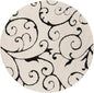 SAFAVIEH Florida Shag Collection Area Rug - 5' Round, Ivory & Black, Scroll Design, Non-Shedding & Easy Care, 1.2-inch Thick Ideal for High Traffic Areas in Living Room, Bedroom (SG455-1290)