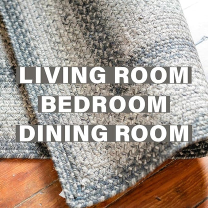 Homespice Flint Hill Braided Oval Rugs 6x9' - Gray Primitive Braided Rugs for Dining Room