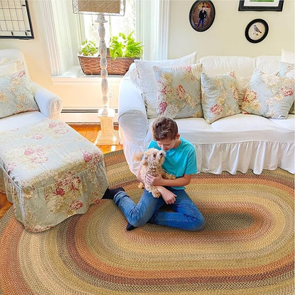 Homespice Kingston Braided Oval Area Rugs 5x8' – Country Style Braided Rugs for Living Room, Bedroom and Dining Area