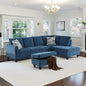NicBex Sectional Couch 3 Pieces Sofa Set with Left Chaise Flannel L Shaped Cloud Couch for Living Room Furniture Sets with Storage Ottoman, Modular Sofa for Living Room & Apartment, Dark Blue
