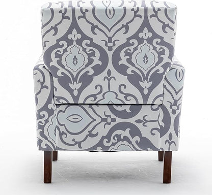 Container Furniture Direct Contemporary Accent Arm Chair with Birch Wood Frame and Velvet Upholstery, Armchair for Office and Living Room Decor, Removable Cushions, 05 Printed Fabric
