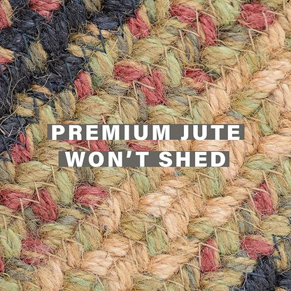 Homespice Highland Multi Color Oval Braided Rug, 8x10' - Handmade with Jute, Warm Country and Lodge Decor, Perfect for Living Rooms and Bedrooms - Pet Friendly and Easy to Clean