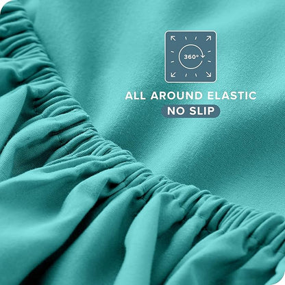 Bare Home Queen Sheet Set - Luxury 1800 Ultra-Soft Microfiber Queen Bed Sheets - Double Brushed - Deep Pockets - Easy Fit - 4 Piece Set - Bedding Sheets & Pillowcases (Queen, Turquoise)