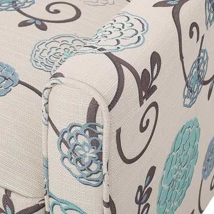 Christopher Knight Home Dufour White and Blue Floral Fabric Recliner 26.75D x 34W x 36.25H in