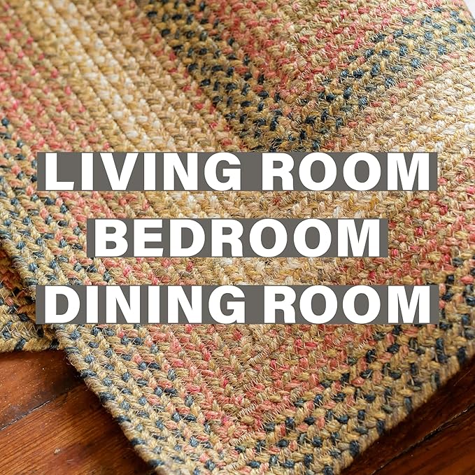 Homespice Russet Multicolor Jute Braided Rope Rug, 5x8' Rectangle - Warm Country Decor, Perfect for Bedrooms and Living Rooms - Durable, Easy to Clean and Pet Friendly