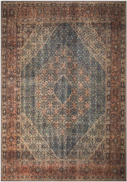 Keen Home Design 8x10 Rug - Machine Washable Area Rug with Non-Slip Backing, Ideal for Living Room, Dining Room, Bedroom - Vintage, Easy Clean, Durable, Low Pile Rug - (8' x 10')