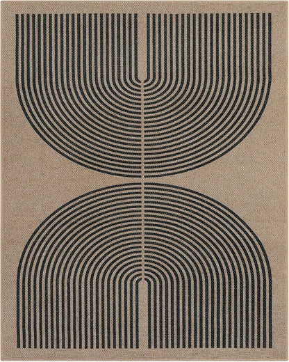Lahome Modern Rainbow Easy Jute Carpet, 8x10 Living Room Rugs Indoor Outdoor Patio Dining Room Rug, Contemporary Farmhouse Non Slip Non Shedding Carpet for Deck Backyard