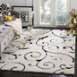 SAFAVIEH Florida Shag Collection Area Rug - 5' Square, Ivory & Black, Scroll Design, Non-Shedding & Easy Care, 1.2-inch Thick Ideal for High Traffic Areas in Living Room, Bedroom (SG455-1290)