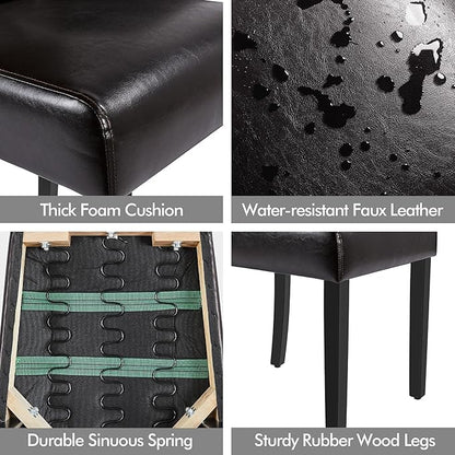 Yaheetech Dining Chairs Set of 4 Modern Style Faux Leather Dining Room Chairs with Solid Wood Legs and Button Tufted Padded for Home Kitchen, Brown