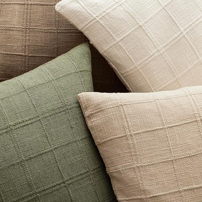 Foindtower Set of 2 Decorative Linen Check Throw Pillow Covers Neutral Long Body Lumbar Cushion Covers Farmhouse Vintage Boho Home Decor for Sofa Chair Couch Bedroom Living Room,14×36 Inch,Sage Green