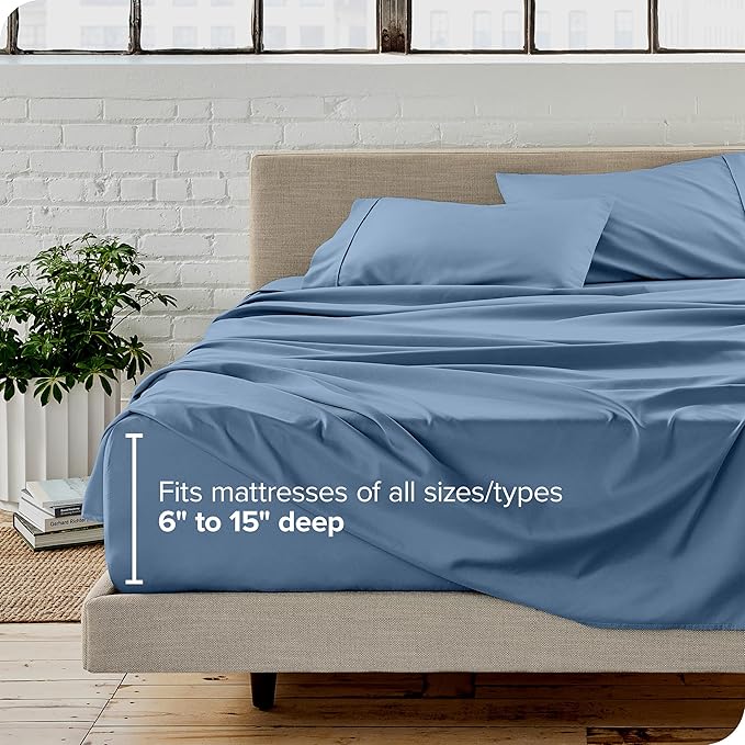 Bare Home Full Sheet Set - Luxury 1800 Ultra-Soft Microfiber Full Bed Sheets - Double Brushed - Deep Pockets - Easy Fit - 4 Piece Set - Bedding Sheets & Pillowcases (Full, Coronet Blue)