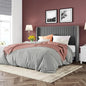Allewie Full Size Velvet Bed Frame/Vertical Channel Tufted Wingback Headboard/Upholstered Platform Bed/Strong Wooden Slats/No Box Spring Needed/Easy Assembly/Grey