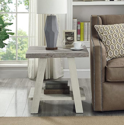 Roundhill Furniture Athens Contemporary 3-Piece Wood Shelf Coffee Table Set, Weathered Gray and Beige