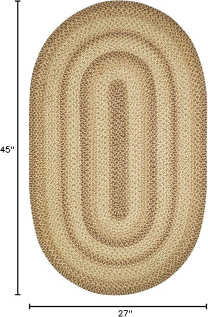 Homespice Cookie Dough Jute Braided Kitchen Rugs 27x45 - Country Style Small Brown Rug for Rustic Decor