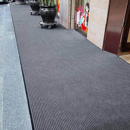 TANYOYO 3' X 10' Commercial Grade Door Floor Mat Brush Step Entrance Mat Vinyl Backed Utility Doormat Heavy Duty Floor Rugs Commercial Outdoor Carpet Indoor Entrance Mat，Grey