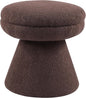 Furniture of America Rami Modern 18-inch Mushroom-Shape Upholstered Ottoman with Tapered Pedestal, Vanity Stool Chair, Small Foot Stool for Bedroom, Living Room, Entryway, Brown