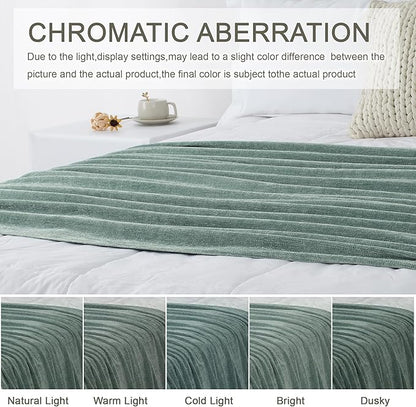 Chenille Throw Blanket for Couch 50"X 60", Soft Cozy Throws with Fringe Tassel for Bed Sofa Chair Cover, Lightweight Knitted Decorative Boho Blankets for Living Room, Sage Green
