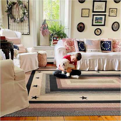 Homespice Gloucester Jute Black 8x10' Braided Area Rug for Living Room, Bedroom and Dining Room. Pet Friendly. Decor Styles- Farmhouse Rug, Rustic, Vintage, Cottage, Primitive, Country, Boho Rug