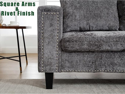 Ball & Cast 104.5" L Shaped Sectional Couch with Storage Ottoman, Chenille Upholstered 5 Seat Modular Sofa with Reversible Chaise for Living Room, Easy Assembly, Gray