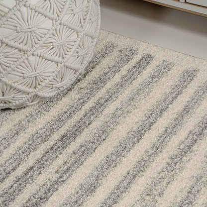 JONATHAN Y Khalil Modern Berber Stripe Cream/Gray Indoor Area Rug, 3x5, Contemporary, Bohemian, Easy-Cleaning for Living Room, Bedroom, Kitchen, Pet Friendly, Non-Shedding (MOH207C-3)