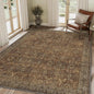 10X14 Area Rugs Machine Washable Rugs for Living Room, Vintage Boho Large Rugs for Bedroom Dining Room, Non Slip Indoor Soft Distressed Lightweight Thin Low Pile Carpet, Rustic Brown