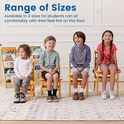 ECR4Kids Three Rung Ladderback Chair, 14in Seat Height, Classroom Seating, Honey, 2-Pack