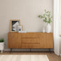 NTC Veil Sideboard with 2 Doors and 3 Drawers, Buffet Cabinet with Vertical Groove Design and Metal Legs, Storage Cabinet for Living Room, and Entryway, Effortless Assembly, Teak Look