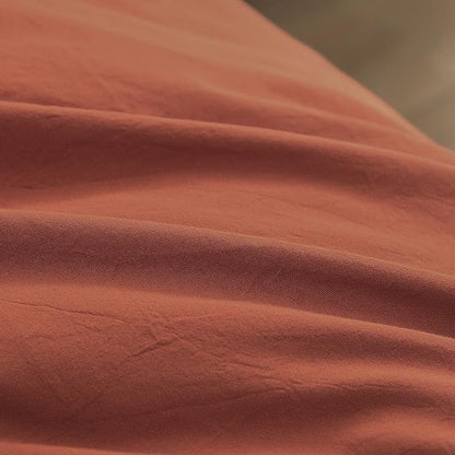 BESTOUCH Duvet Cover Set 100% Washed Cotton Linen Feel Super Soft Comfortable Chic Lightweight 3 PCs Home Bedding Set Solid Crimson Red Full/Double