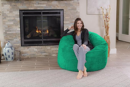 Chill Sack Bean Bag Chair - 5' Giant Memory Foam Lounge Chair with Soft Microfiber Cover – Cozy Furniture for Living Room, Dorm, & Kids' Rooms – Comfortable 5 Ft, Microsuede Lounge Sofa, Tide Pool