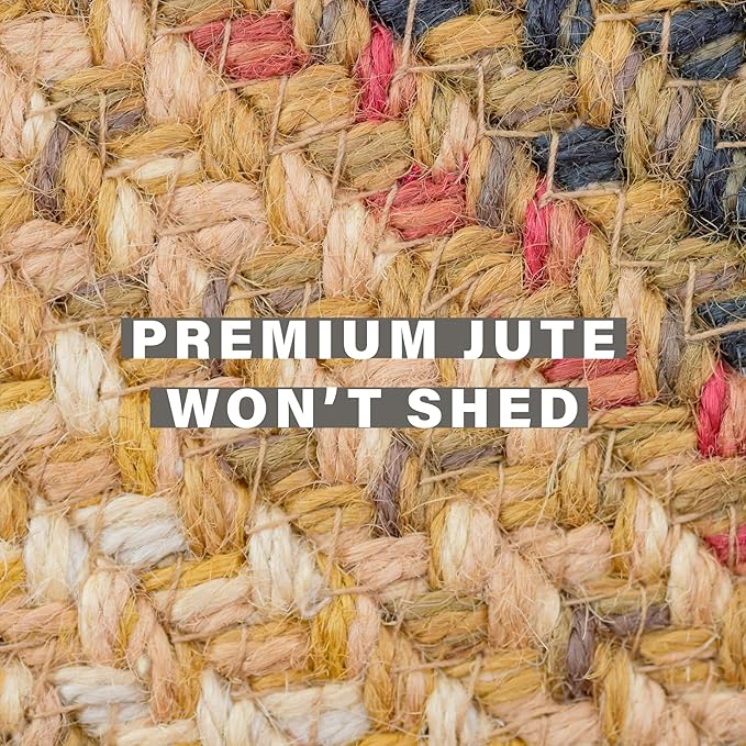 Homespice Russet Multicolor Jute Braided Rope Rug, 5x8' Rectangle - Warm Country Decor, Perfect for Bedrooms and Living Rooms - Durable, Easy to Clean and Pet Friendly