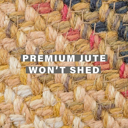 Russet Multi Color Jute Braided Oval Rug, 4x6' - Warm Country Decor, Perfect for Bedrooms, Kitchens and Large Entryways - Pet Friendly, Reversible and Easy to Clean